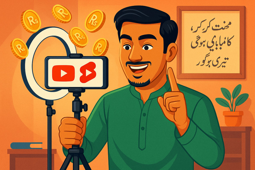 Pakistani YouTuber creating videos and earning