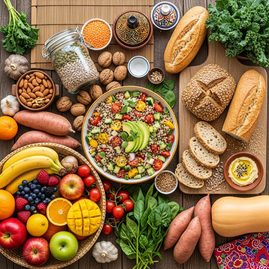 A colorful bowl of fresh vegetables and fruits.