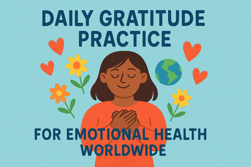 Daily gratitude practice for emotional health worldwide