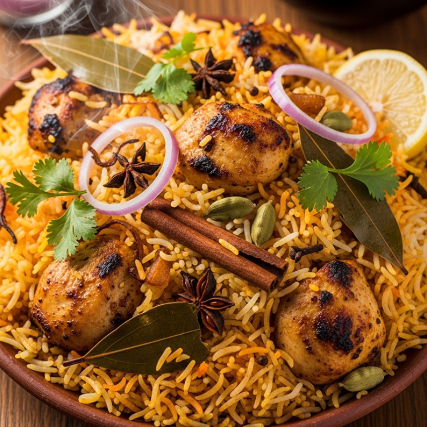 Authentic chicken biryani with basmati rice and spices – passiveincome.pk
