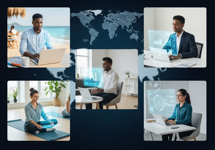 Five unique global careers in 2025 – professionals working remotely in tech, wellness, AI, content, and sustainability