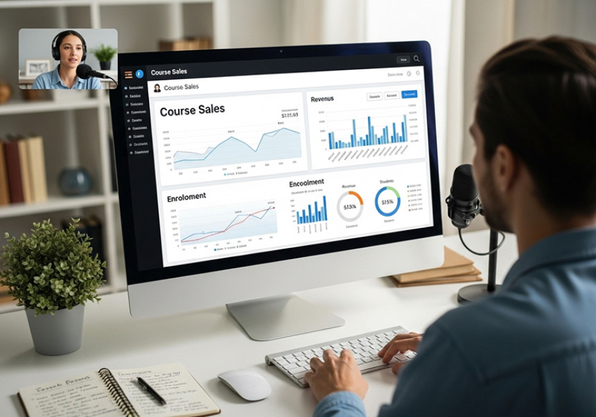Teacher earning passive income through global course platforms